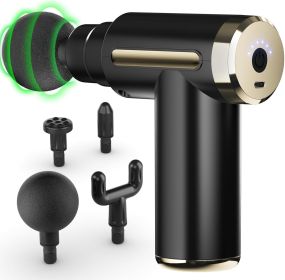 Massage Gun Deep Tissue for Pain Relief with 4 Massage Heads & 6 Speeds, Electric Mini Handheld Body Massager for Any Pain Relief (Color: Gold)