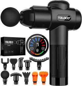 Massage Gun, Deep Tissue Back Massage for Athletes for Pain Relief, Percussion Massager with 10 Massages Heads & Silent Brushless Motor (Color: Black)